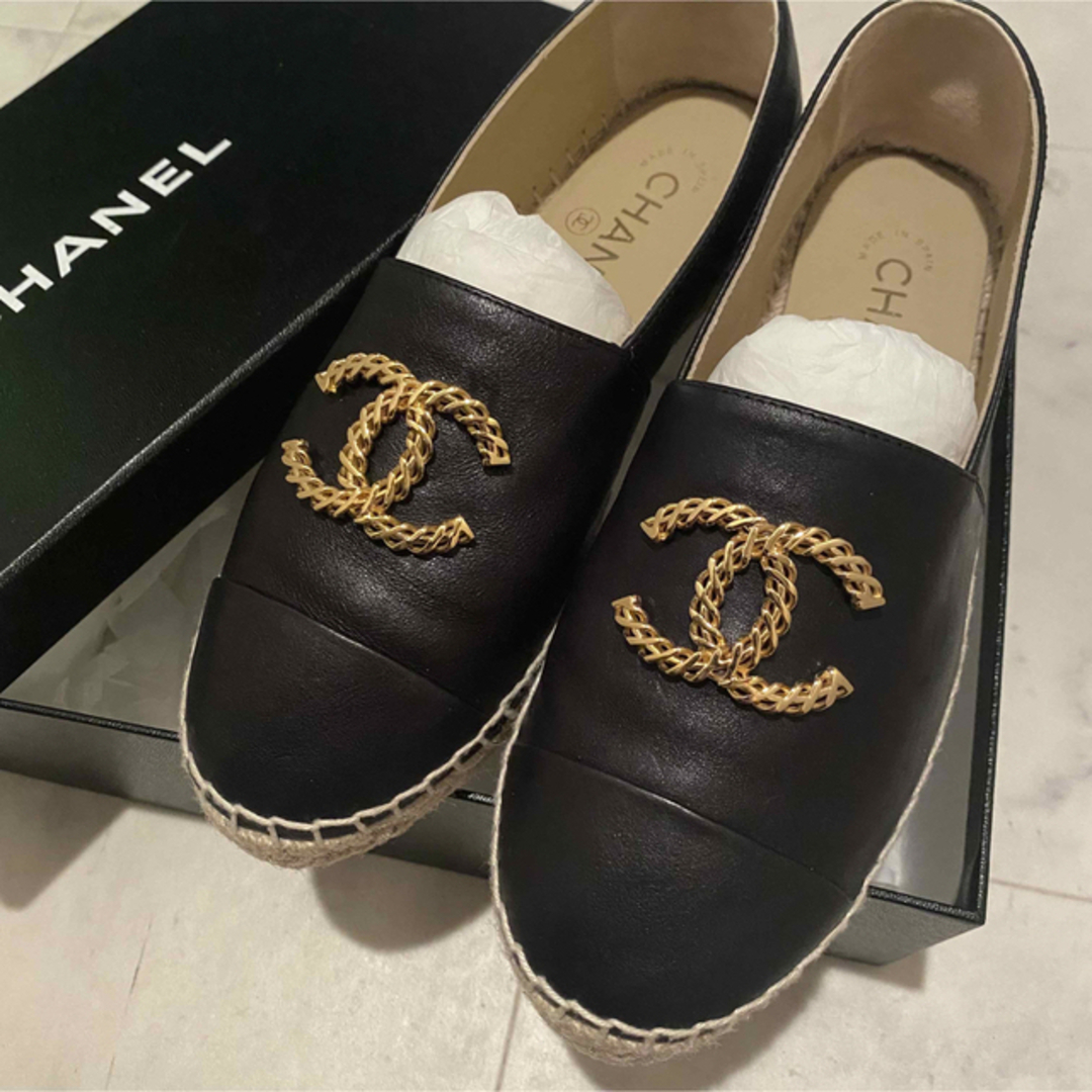 シャネル CHANEL エスパドリーユ レザー ゴールド金具 未使用品 