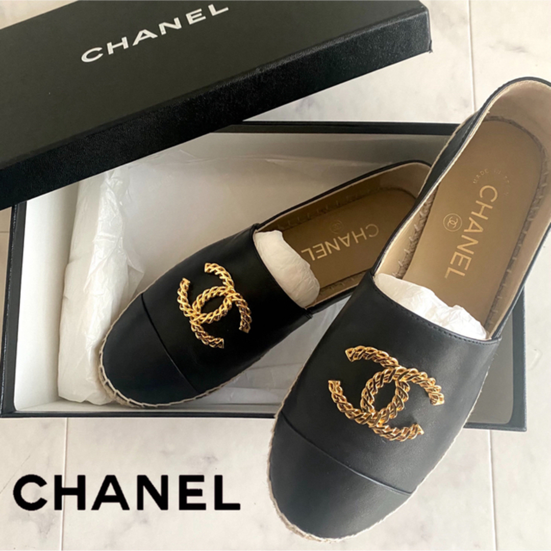 CHANEL - シャネル CHANEL エスパドリーユ レザー ゴールド金具 未使用