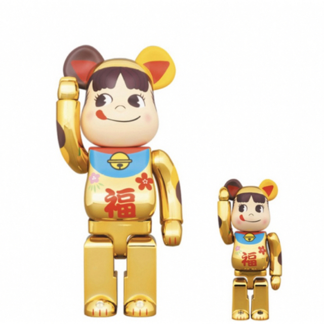 BE@RBRICK 招き猫 ペコちゃん 福 金メッキ 100% & 400%