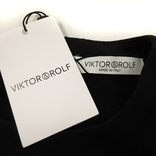 VIKTOR&ROLF(ヴィクターアンドロルフ)のヴィクター&ロルフ リボン スリーブ ワンピース ミニ 黒 アイボリー 38 レディースのワンピース(ミニワンピース)の商品写真