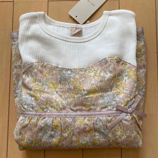 プティマイン(petit main)のプティマイン 花柄ドッキング長袖Tシャツ 130(Tシャツ/カットソー)