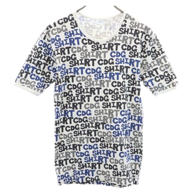 コムデギャルソンシャツ 総柄 半袖 Tシャツ S ホワイト系 COMME des GARCONS SHIRT ロゴ メンズ  220625