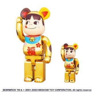 ベアブリック(BE@RBRICK)のBE@RBRICK 招き猫 ペコちゃん 福 金メッキ 100％ & 400％(フィギュア)