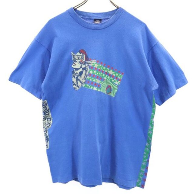 ボルコム 90s USA製 プリント 半袖 Tシャツ L ブルー VOLCOM メンズ  220625