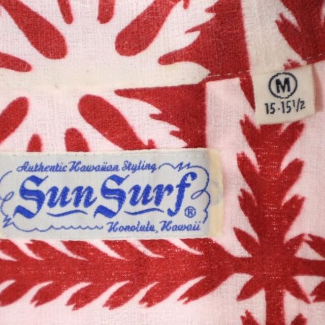 サンサーフ M32082 東洋エンタープライズ 旧品番 総柄 半袖 ボタンダウンシャツ M レッド×白 SUN SURF メンズ  220623