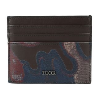 ディオール(Dior)のDior ディオール  PETER DOIG CARD CASE カードケース 2ESCH135UCN   カーフレザー マロン ブラウン系 マルチカラー   迷彩柄 名刺入れ 【本物保証】(パスケース/IDカードホルダー)