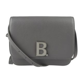 バレンシアガ(Balenciaga)のBALENCIAGA バレンシアガ Bロゴ  ショルダーバッグ 618156 レザー   グレー シルバー金具  リストレット クラッチバッグ 2WAY 【本物保証】(ショルダーバッグ)