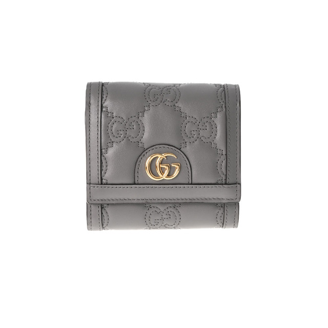 流行 Gucci グレー 二つ折り財布 GGマトラッセ カードケースウォレット