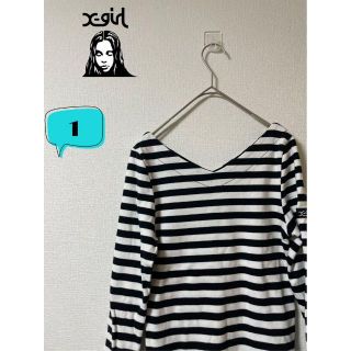 エックスガール(X-girl)の美品　X-girl エックスガール　V-NECK STRIPE ロングスリーブ(Tシャツ(長袖/七分))