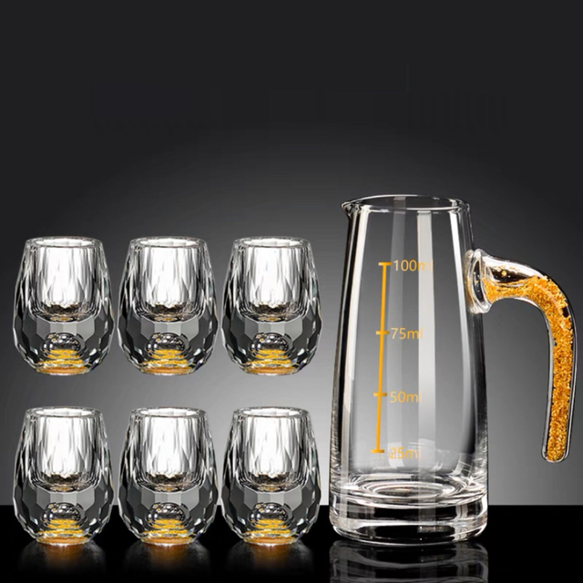 カップサイズグラス 冷酒器 冷酒グラス グラスセット ショットグラス 金箔入れ高級グラス