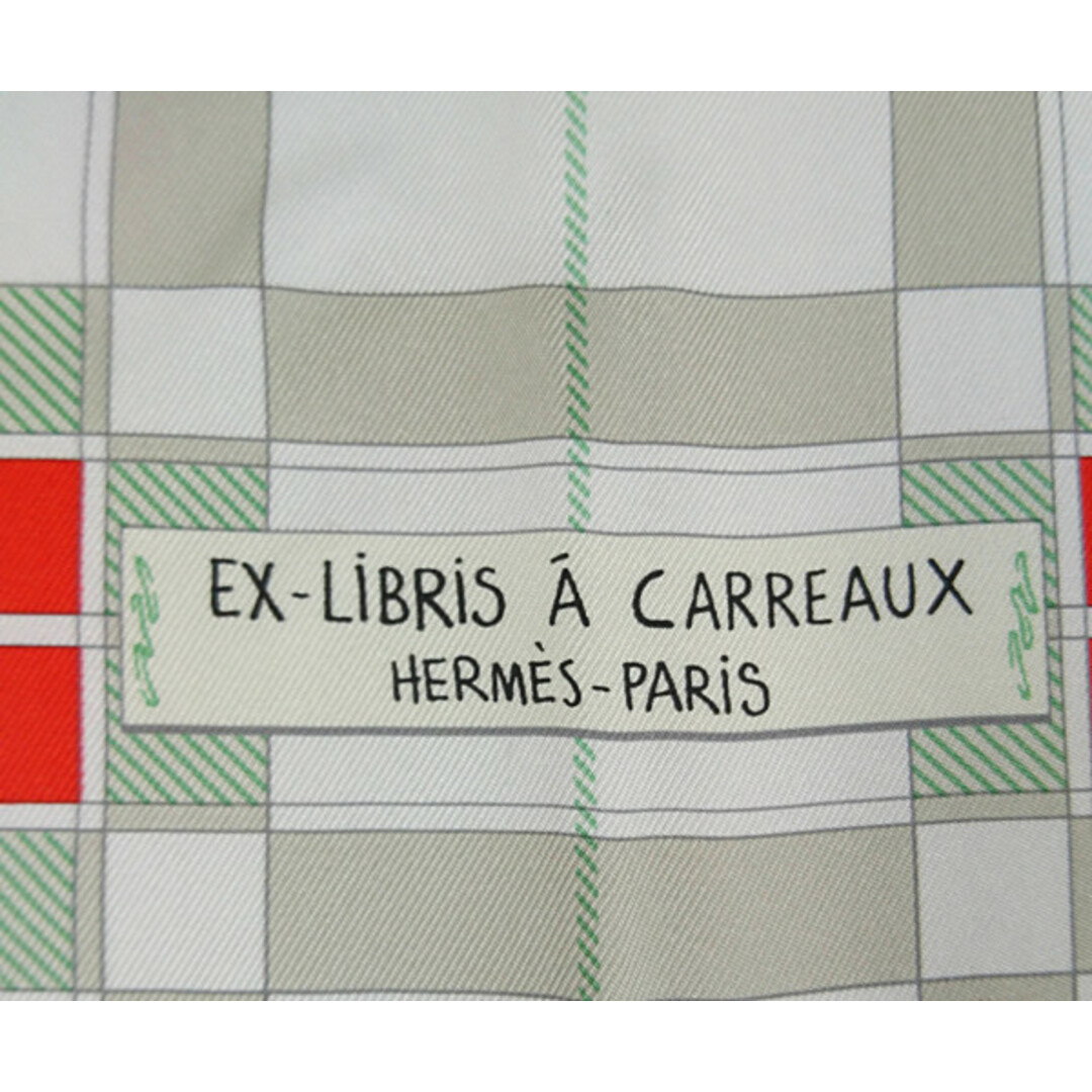 HERMES エルメス シルク スカーフ カレ90 Ex-Libris a Carreaux エクスプリスチェック 正規品 / 30215 2