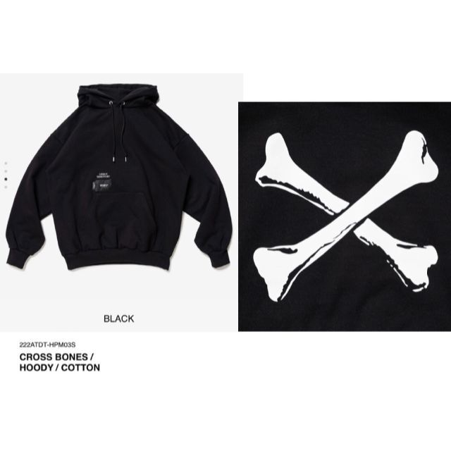 BLACK M WTAPS CROSS BONES / HOODY / COTT