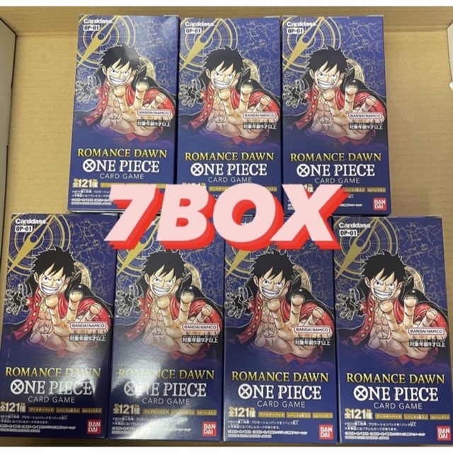 ONE PIECE(ワンピース)のロマンスドーン　7BOX  新品未開封テープ付き　ワンピースカード エンタメ/ホビーのトレーディングカード(Box/デッキ/パック)の商品写真