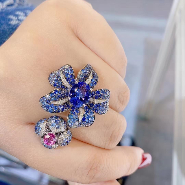 安い 新品 天然タンザナイト ダイヤ リング2.88ct k18 ¥ 214130円
