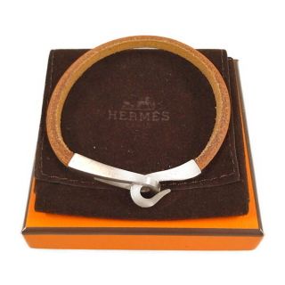 エルメス(Hermes)のHERMES エルメス ジャンボジェット ブレスレット シルバー金具 ブラウン/シルバー サイズフリー 正規品 / 29433(ブレスレット/バングル)