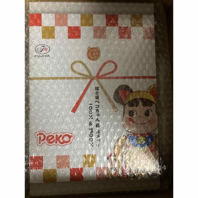 BE@RBRICK 招き猫 ペコちゃん 福 金メッキ 100%&400%