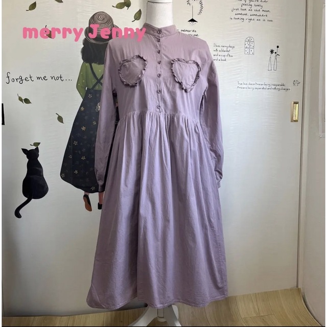 merry jenny(メリージェニー)の∇283  メリージェニー 紫 胸ハートポケット ワンピ レディースのワンピース(ロングワンピース/マキシワンピース)の商品写真