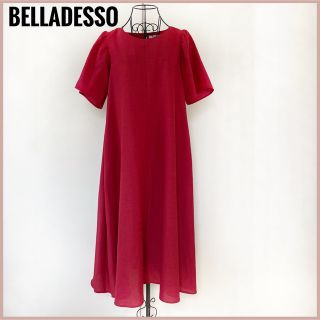 BELLADESSOベラデッソ ロングワンピース 半袖 ワンピース Ａライン 赤(ロングワンピース/マキシワンピース)