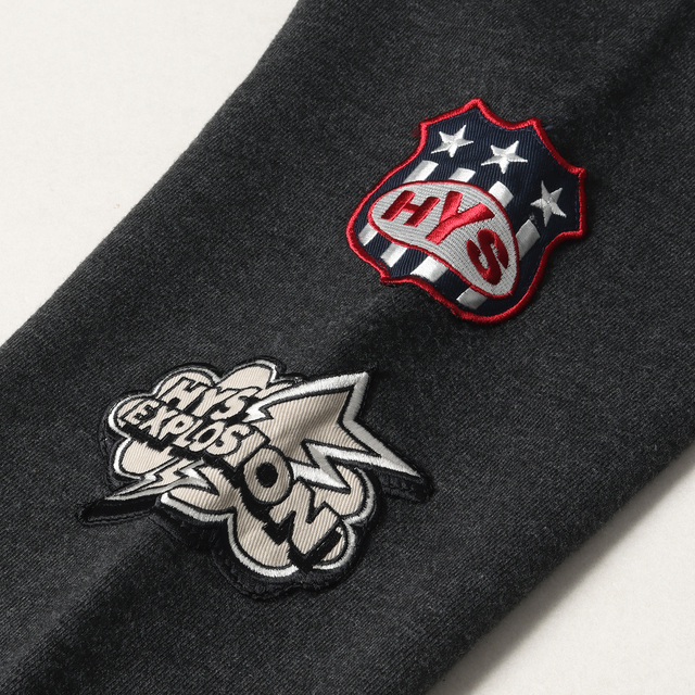 HYSTERIC GLAMOUR ヒステリックグラマー パーカー ガール ロゴ ワッペン エンブロイダリーパーカー トップス フーディー プルオーバー 裏毛 ダークグレー S 【メンズ】【中古】