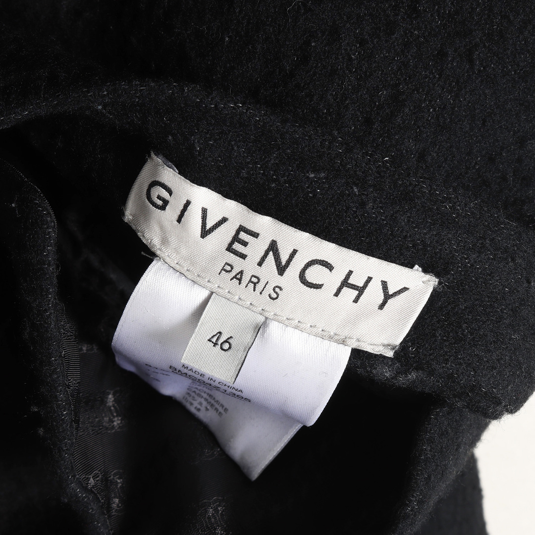 GIVENCHY ジバンシィ コート ロゴ ストライプ リバーシブル メルトン カシミア シルク ウールコート 近年モデル ブラック 黒 46  アウター ジャケット 【メンズ】【中古】