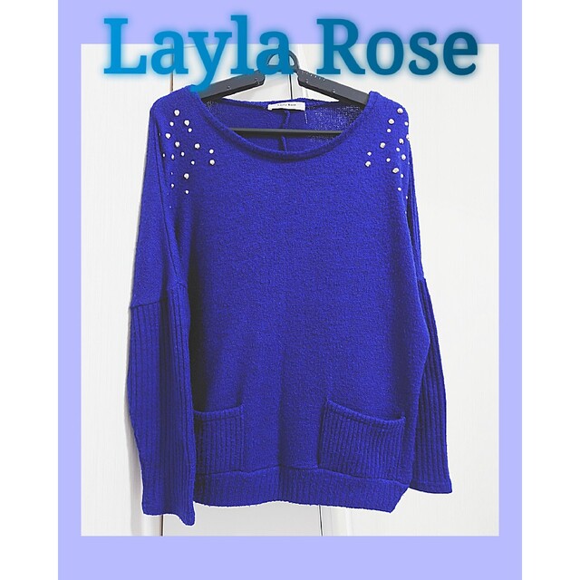 Layla Rose(レイラローズ)の【超美品】Layla Rose ビジュー付きニット  ブルー M レディースのトップス(ニット/セーター)の商品写真