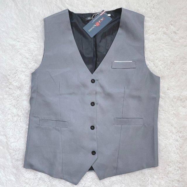 2XL グレー スーツ　ベスト　フォーマル　紳士　イベント　行事　ビジネス メンズのスーツ(スーツベスト)の商品写真