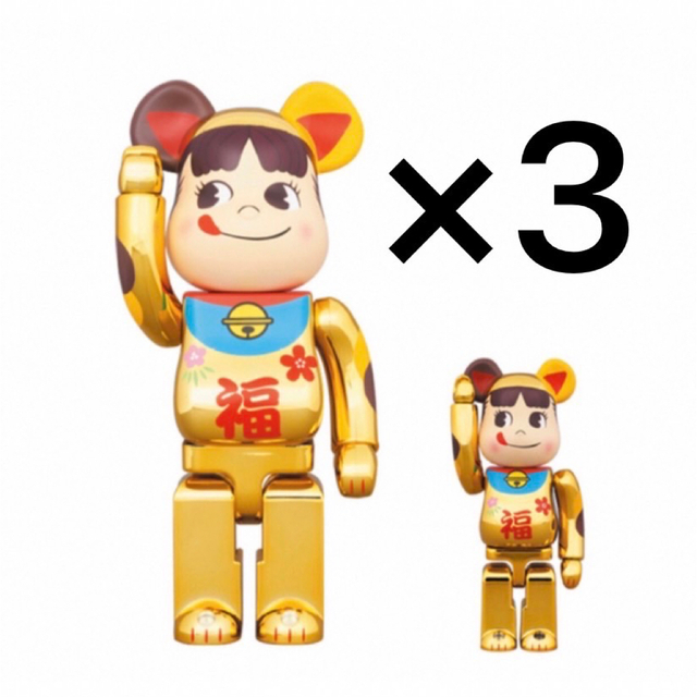 未開封】BE@RBRICK 招き猫 ペコちゃん 福 金メッキ 1000%-