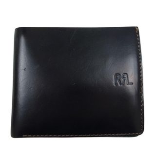 ダブルアールエル(RRL)のRRL ダブルアールエル 財布 ロゴ型押し レザー コンパクトウォレット 二つ折り財布 ブラック系【中古】(長財布)