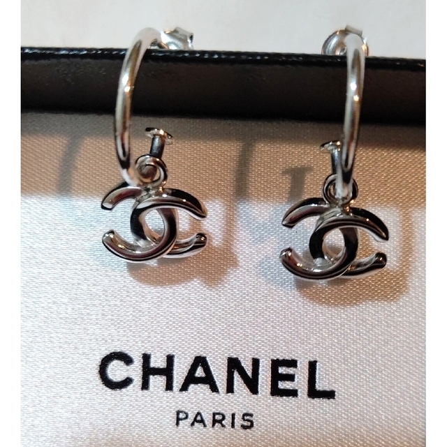 CHANEL ココマーク フープ ピアス シルバー ヴィンテージシャネル 片耳 