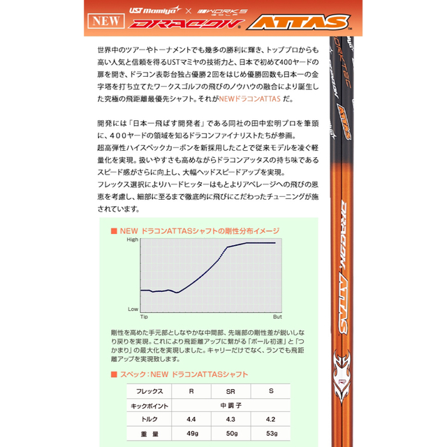 USTMamiya(マミヤ)の新品 均一最安値 選べる アッタス スリーブ付!  V2 キング ダースドラコン スポーツ/アウトドアのゴルフ(クラブ)の商品写真