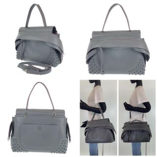 TOD'S トッズ ウェーブバッグ ダークグレー レザー 斜め掛け 2way