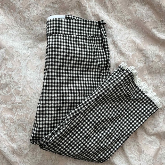 épine(エピヌ)のepine♡gingham check lace Sabrina pants レディースのパンツ(カジュアルパンツ)の商品写真