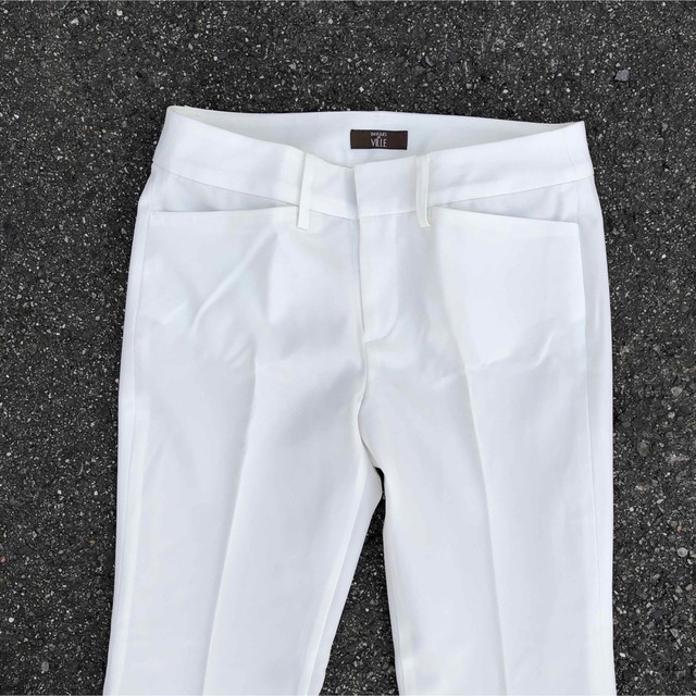 90s vintage フレアパンツ　メンズ　フレアスラックス　白　プレス