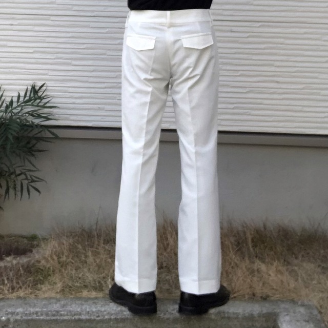 90s vintage フレアパンツ　メンズ　フレアスラックス　白　プレス