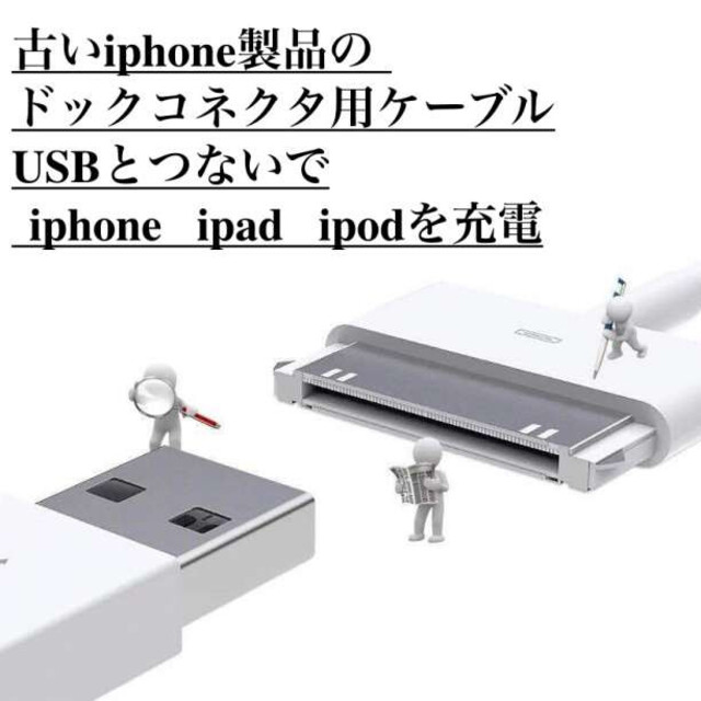 iPhone iPad iPod充電ケーブル旧型Dock充電器ドックコネクタむめ