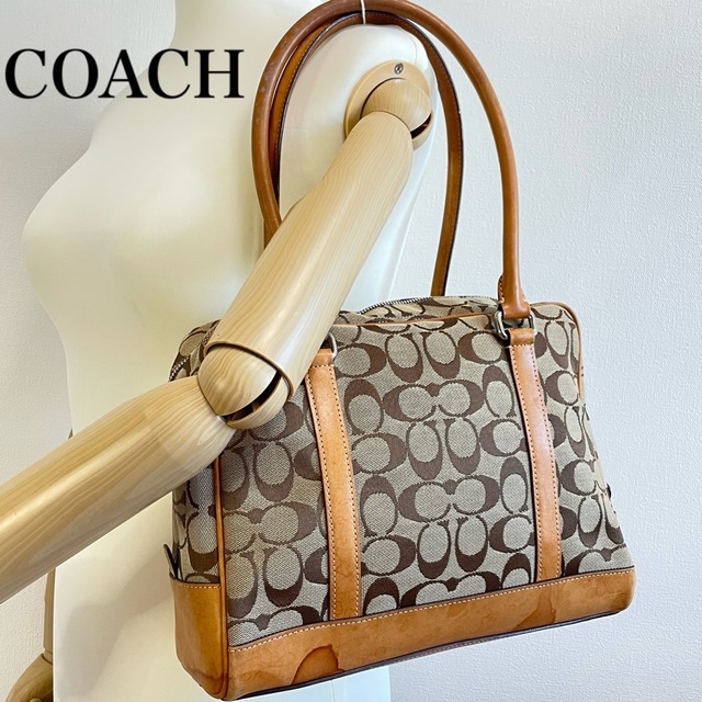 ■美品■ COACH コーチ シグネチャー レザー ショルダーバッグ ベージュ