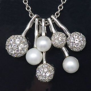 スタージュエリー(STAR JEWELRY)のSTAR JEWELRY パール ラインストーン ペンダント ネックレス(ネックレス)