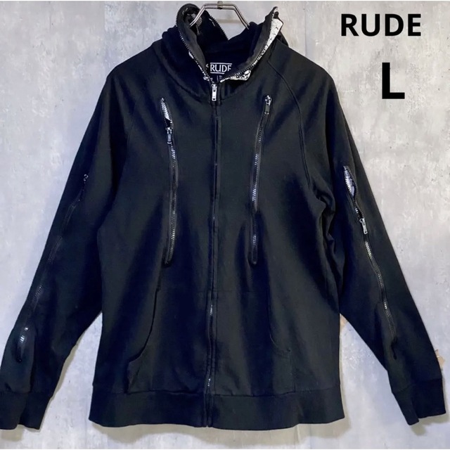 RUDE  パーカー　黒　L  スカル　骸骨