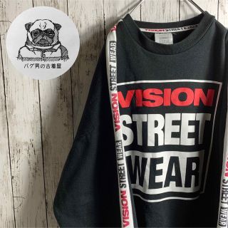 ヴィジョン ストリート ウェア(VISION STREET WEAR)の【1点物】古着 メンズ スウェット トレーナー 黒 デカロゴ 厚手 ★ストリート(スウェット)