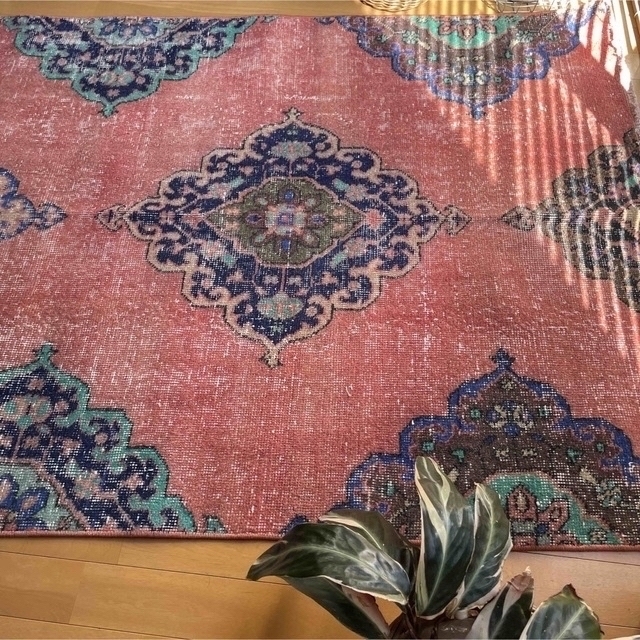 大判 105×260 擦れコーラルピンク オリエンタル トルコヴィンテージ