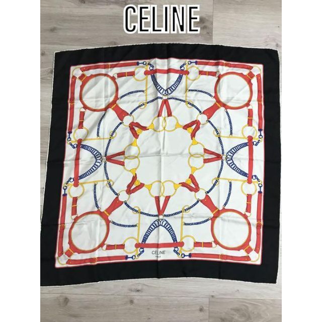 【美品】CELINE セリーヌ 総柄 大判 スカーフ ストール ショール