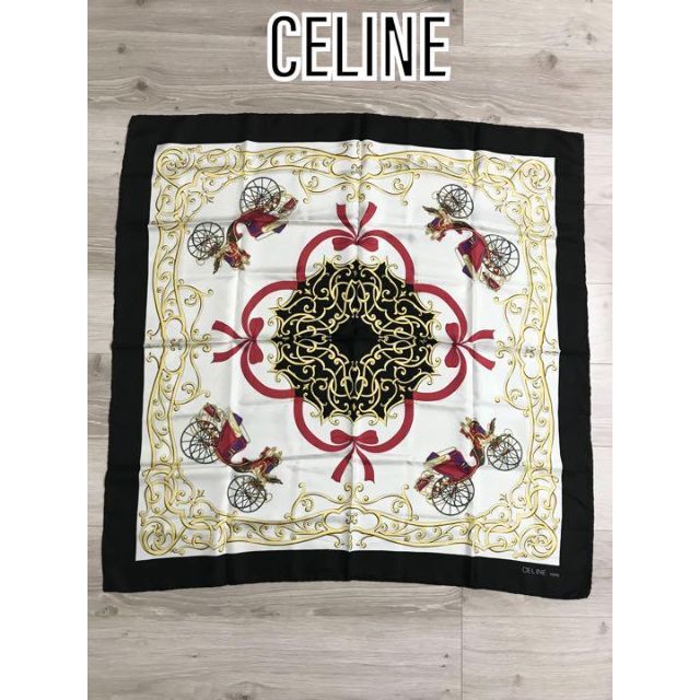 celine(セリーヌ)の【美品】CELINE セリーヌ 馬車 リボン スカーフ ストール ショール 大判 レディースのファッション小物(バンダナ/スカーフ)の商品写真