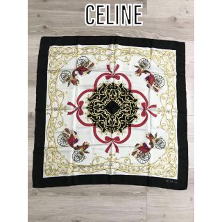 セリーヌ(celine)の【美品】CELINE セリーヌ 馬車 リボン スカーフ ストール ショール 大判(バンダナ/スカーフ)