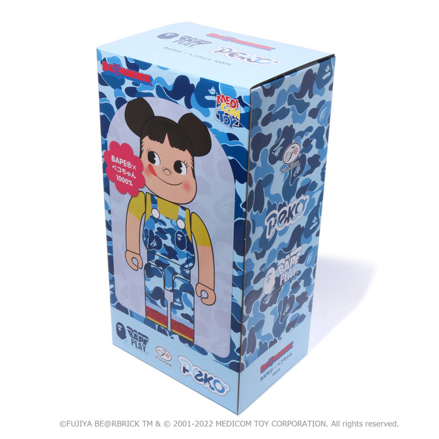 特上美品 BE@RBRICK BAPE(R) × ペコちゃん 1000% ブルー 青 - 通販