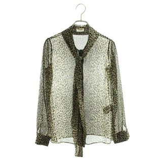 サンローラン(Saint Laurent)のサンローランパリ  339506 YA02D レオパード柄ラパリエシルク長袖シャツ  レディース F34(シャツ/ブラウス(長袖/七分))