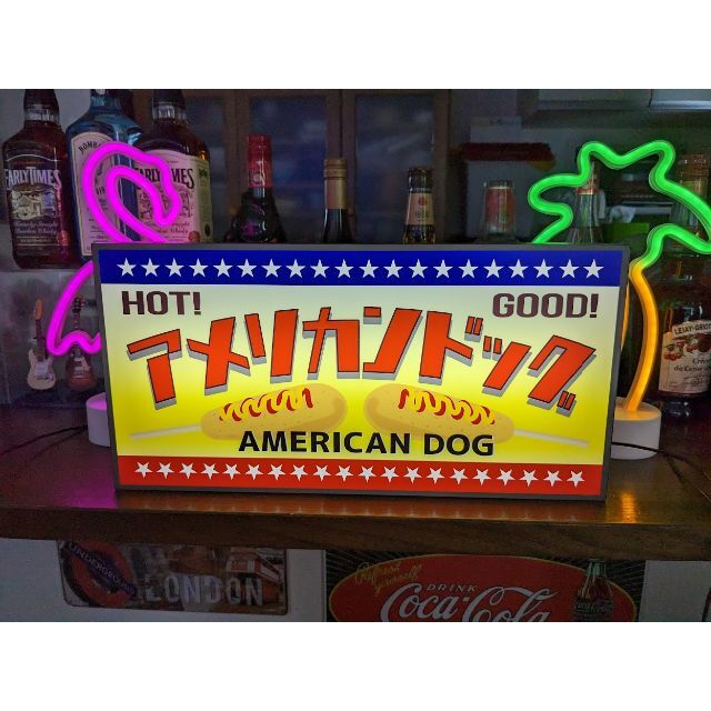 店舗用品【Lサイズ】アメリカンドッグ ソーセージ 店舗 看板 置物 雑貨 ライトBOX