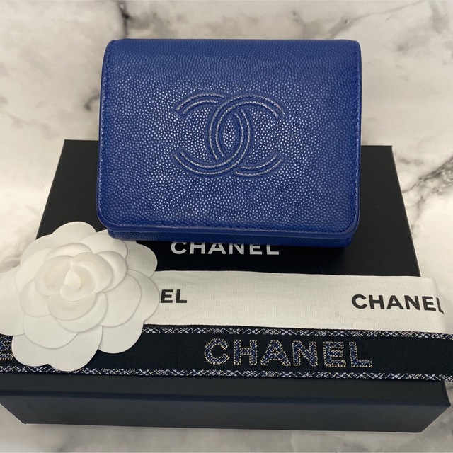 【美品☆29番台】CHANEL  デカココマーク キャビアスキン / ブルー