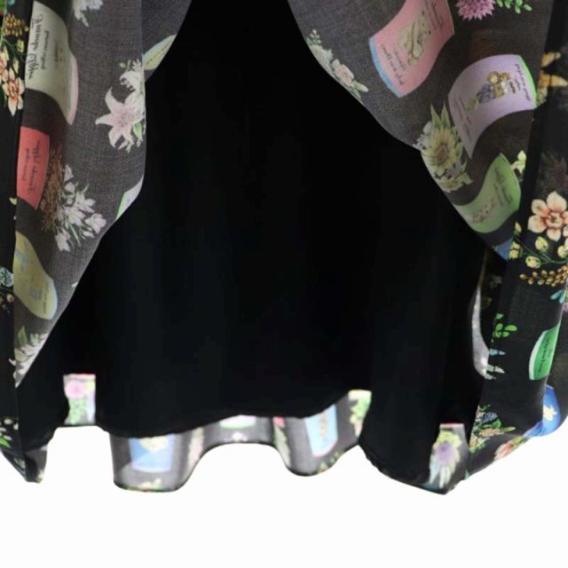 franche lippee(フランシュリッペ)のフランシュリッペ fortune丈長スカート ロング フレア タック 総柄 黒 レディースのスカート(ロングスカート)の商品写真