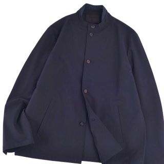 極美品 プラダ PRADA ジャケット ハイネック ポリエステル 無地 アウター メンズ イタリア製 XL ネイビー