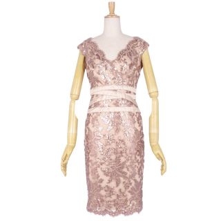 美品 タダシ ショージ TADASHI SHOJI ワンピース ドレス ノースリーブ スパンコール レディース 0(XS相当) ピンク(ひざ丈ワンピース)